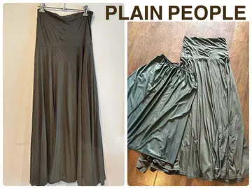 PLAIN PEOPLE 맥시 스커트 롱 스커트 카키 낙하감 플레어