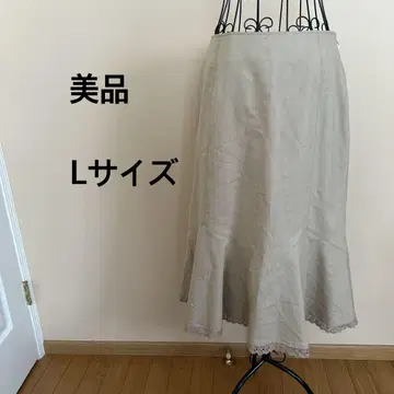 [ 새상품급 ] 스커트/베이지/밑단 레이스/무지