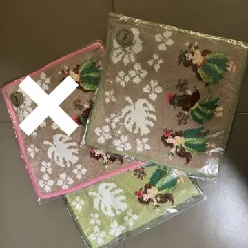[ 미사용 새상품 ] 2장 세트 페이 손수건 마나마나 브라운 & 그린