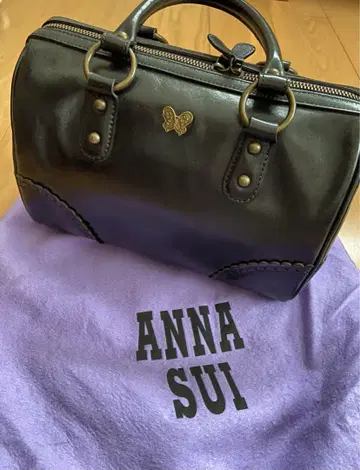 [레어] ANNASUI 보스턴 백 천연 가죽 나비 나비