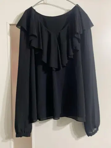 새상품급 Roomy's 루미즈 프릴 오간자 블라우스 블랙