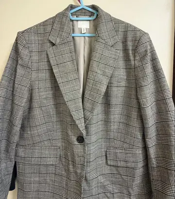 H&M 그레이 체크 무늬 테일러드 자켓 M