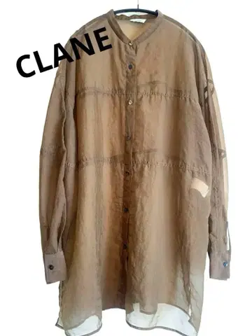 CLANE 브라운 시스루 시어 긴팔 셔츠