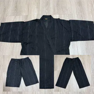 블랙 세로 줄무늬 진베이 세트