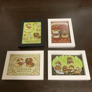 너구리와 여우 산의 탐정 액자 마그넷