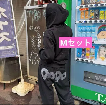 9090 girl Logo Glitter BK M 셋업