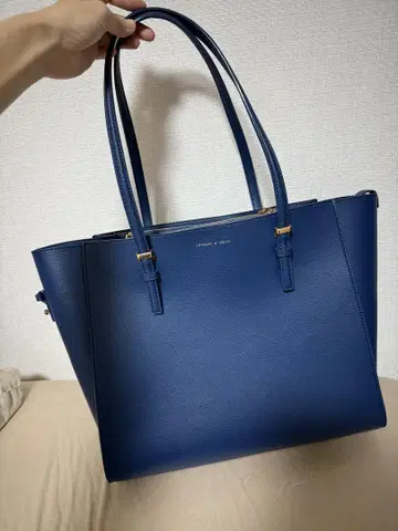 블루 토트백 합성 피혁