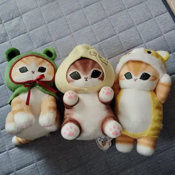 mofusand 개구리, 호랑이, 돼지고기만두 봉제 인형 3체 세트