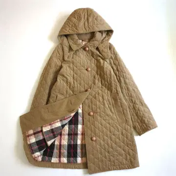 MACKINTOSH 안감 체크 퀼팅 코트 후드 부착 탈부착