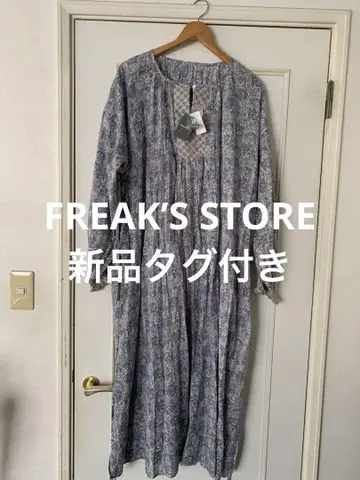 새상품 택 FREAK'S STORE 인도 도비 꽃무늬 프린트 절개 원피스