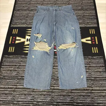 BOBSON 데미지 데님 구제 의류 스트레이트 데님 와이드 데님 90s