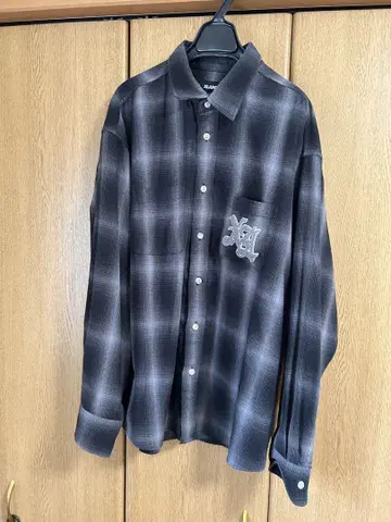XLARGE 블랙 체크 무늬 긴팔 셔츠