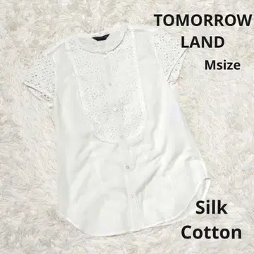 새상품급 TOMORROWLAND 컷워크 레이스 블라우스 실크 코튼
