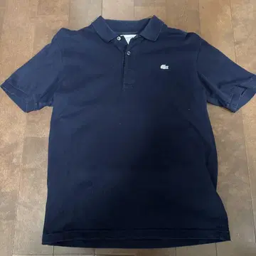 LACOSTE 네이비 슬림핏 피케 셔츠