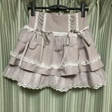 No Genki 고딕 핀스트라이프 플레어 스커트 핑크