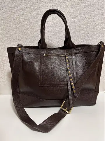 레어 A.BELLUCCI 가죽 천연 가죽 다크 브라운 빅 백 가방