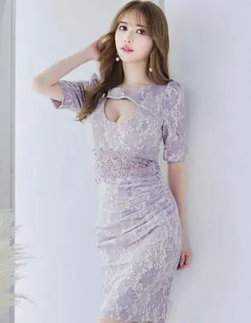 바네사 하트 라벤더 타이트 드레스 S