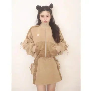 Darich 보아 콤비 리본 포켓 블루종