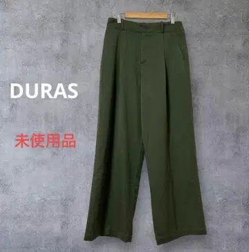 미사용품 DURAS 듀라스 턱 와이드 팬츠 카키 10450엔