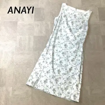 ANAYI 총 자수 슬리브리스 원피스 새틴 라이트 블루