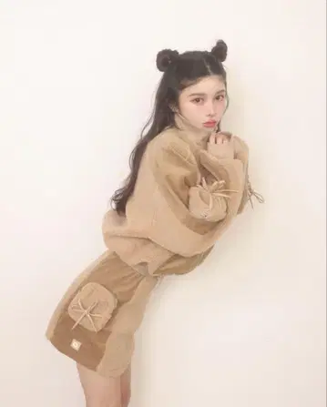 Darich 보아 콤비 리본 포켓 미니 스커트