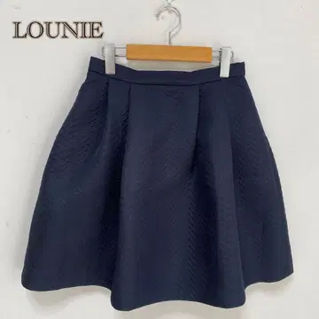 [LOUNIE/루니] 플레어 스커트 무릎 기장 [38] 요철 엠보 네이비