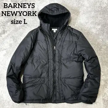 BARNEYS NEWYORK 블랙 남성용 다운 자켓 후드 부착