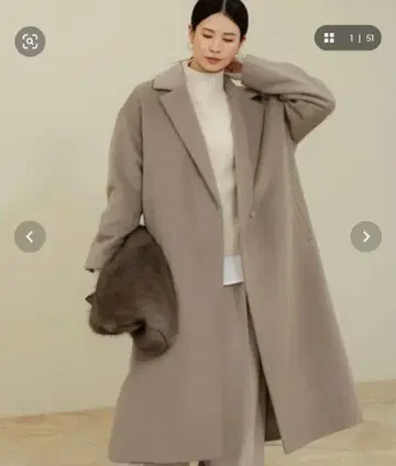 새상품 택 포함 Elura 스페리오르 울 롱 코트 베이지 L