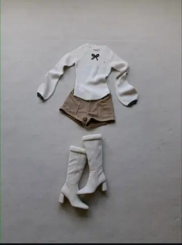 andmary Baby ribbon knit tops ivory