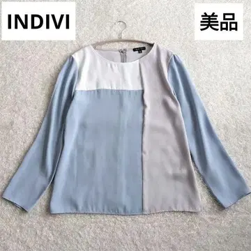 [새상품급] INDIVI 인디비 7부 소매 드레이프감 블라우스 일본제 F