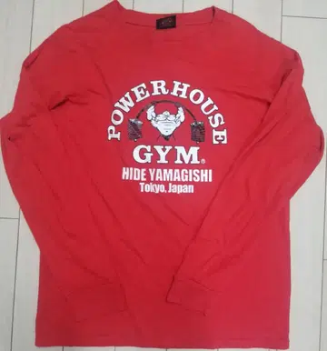 POWERHOUSE GYM 롱 슬리브 티셔츠 L 사이즈 레드