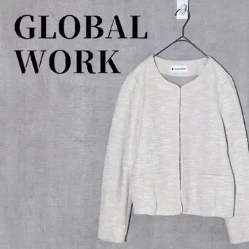 GLOBAL WORK 노카라 트위드 자켓 포멀 입학식 면 혼방