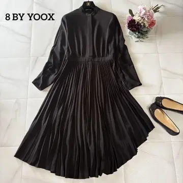 컨디션 최상 8BY YOOX 셔츠 원피스 긴팔 비대칭 플리츠