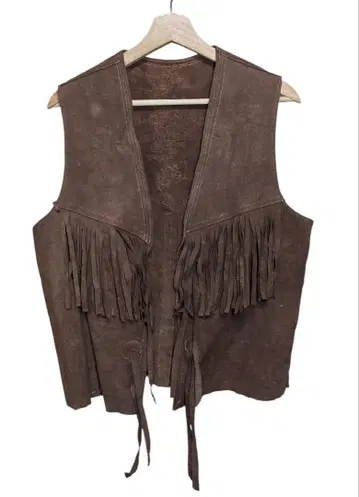 프린지 스웨이드 가죽 베스트