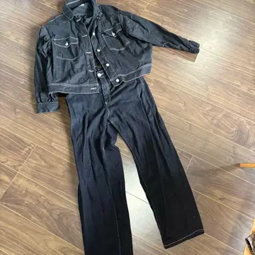 새상품급! 아즈 노우 아즈 블랙 데님 자켓과 팬츠 셋업 프리 사이즈