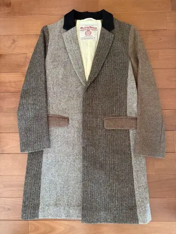 Harris Tweed x UNITEDARROWS 체크 무늬 롱 코트