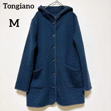 [ Tongiano ] 퀼팅 코트 M 네이비 후드 부착 아우터 가을/겨울