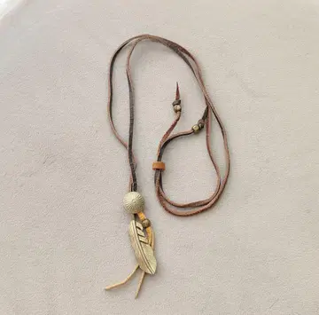 가죽 페더 깃털 모티브 목걸이 네이티브 아메리칸