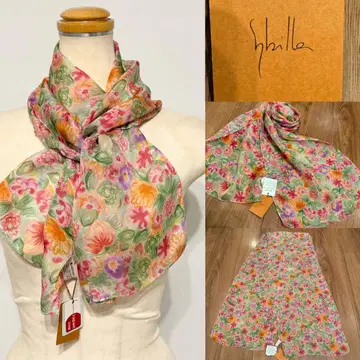 미사용 Sybilla 시빌라 실크 플라워 프린트 스톨 스카프