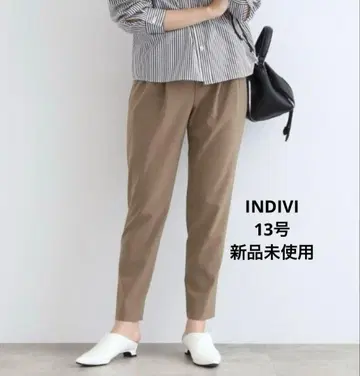 인디비 새상품 턱 테이퍼드 팬츠 허리밴딩 브라운 13호