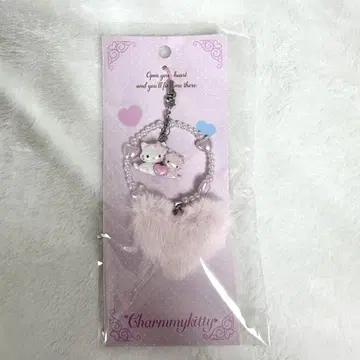 산리오 헤이세이 탄생 캐릭터 복슬복슬 하트 스트랩 챠미 키티