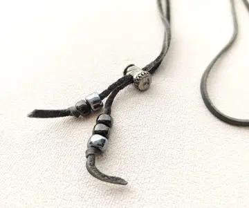 실버 가죽 조정 가능 목걸이