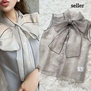 sheller 셰리에 멜로우 보타이 블라우스 시어 리본 새상품급