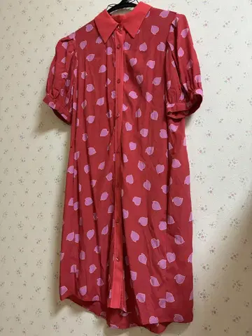 diane von furstenbirg 빨간색 하트 무늬 반팔 원피스