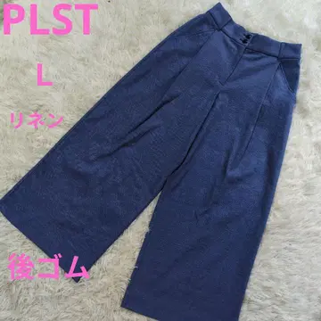 PLST 원턱 와이드 팬츠 린넨 블렌드 2023 모델 블루 L
