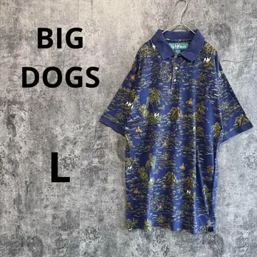 a3860 [ BIG DOGS ] 올 패턴 반팔 피케 셔츠 L 사이즈