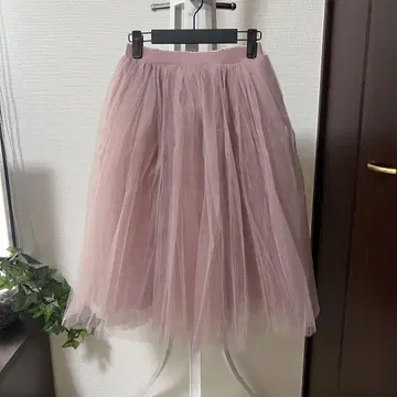 핑크 튤 플레어 스커트 볼륨감 있음 새상품급