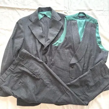 ricorzo 리조 글렌체크 베스트 수트 자켓 3피스