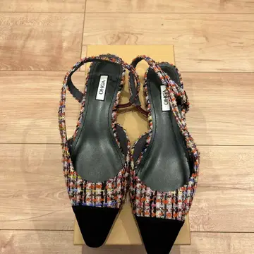 OHGA 트위드 슬링백 뮬