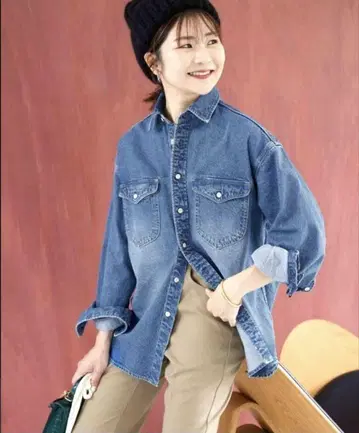 새상품급 Le Dnnim SLOBE IENA BDU 셔츠 데님 셔츠 프리